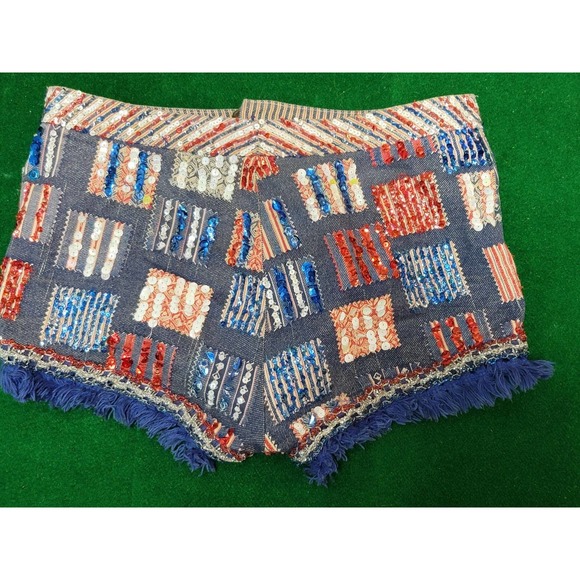 Vtg Custom USA Sequin Embroidered Shorts - Picture 7 of 12